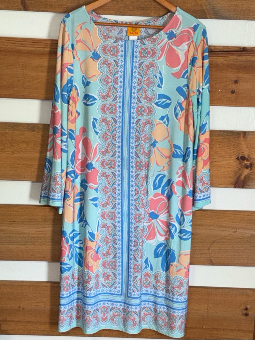 Ruby Rd. Women's Multi-Colored Knee Length 3/4 Sleeve Floral Preppy Dress Size L
